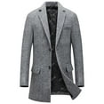 thumbnail image 1 of HOOMEUMY Men's Herringbone Wool Blend Overcoat Winter Warm Long Trench Coat Business Jacket with Pockets Gray XXXXL, 1 of 3