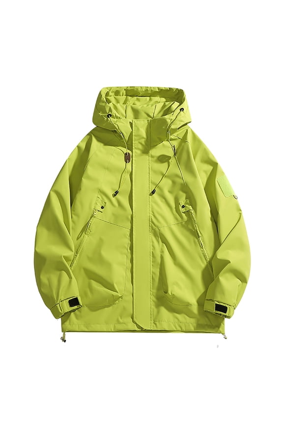 Men's Hooded Jacket Lightweight Windbreaker Casual Outdoor Coat Zip Up Stand Collar Sport Wear with Pockets Green M