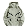 thumbnail image 1 of HOOMEUMY Men's Hooded Jacket Lightweight Windbreaker with Striped Design Outdoor Sport Casual Coat with Zipper Khaki L, 1 of 5