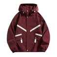 thumbnail image 1 of HOOMEUMY Men's Hooded Jacket Lightweight Windbreaker with Striped Design Outdoor Sport Casual Coat with Zipper Wine M, 1 of 5