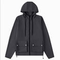 thumbnail image 1 of HOOMEUMY Men's Hooded Zipper Jacket Lightweight Full Zip Up Sweatshirt Outwear with Pockets for Spring Autumn Black XXXL, 1 of 3