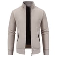 thumbnail image 1 of HOOMEUMY Men's Hoodless Knit Cardigan Sweater Long Sleeve Zip Up Stand Collar Solid Color Warm Outerwear Jacket with Pockets White L, 1 of 6