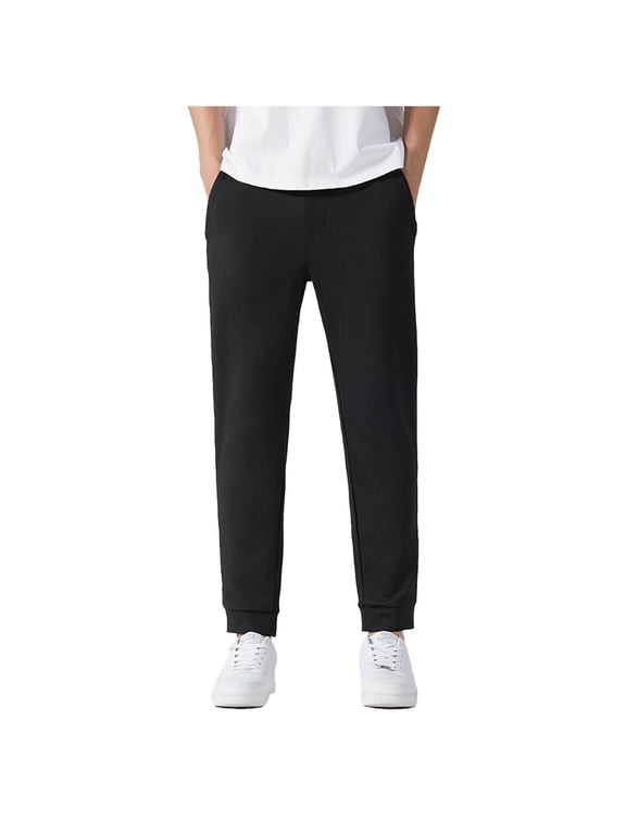 Men's Jogger Pants Comfortable Sweatpants Elastic Waist Drawstring Straight Leg Trousers for Sports Running Workout Dark Blue XL