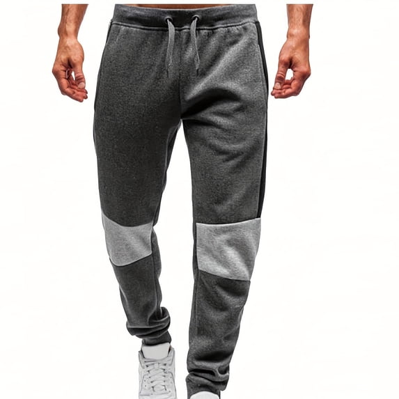 HOOMEUMY Men's Jogger Pants Red Black Sport Sweatpants Elastic Waist Loose Fit Workout Running Training Trous Dark Gray S