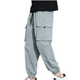thumbnail image 1 of HOOMEUMY Men's Joggers Pants Multi-Pocket Harem Pants Hip Hop Streetwear Drawstring Trousers with Elastic Waist Plus Size Gray M, 1 of 7
