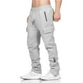 thumbnail image 1 of HOOMEUMY Men's Joggers Sweatpants with Multi-Pockets Drawstring Elastic Waist Tapered Fleece Pants Bodybuilding Workout Trousers Gray L, 1 of 3