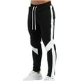 thumbnail image 1 of HOOMEUMY Men's Joggers Sweatpants with Pockets Drawstring Solid Color Patchwork Sports Pants Fitness Running Workout Pants Trousers Black S, 1 of 6