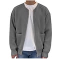 thumbnail image 1 of HOOMEUMY Men's Knit Cardigan Sweater Full Zip Long Sleeve Solid Color Loose Fit Thick Warm Outwear Winter Jacket Sweater Top Gray L, 1 of 8