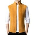 thumbnail image 1 of HOOMEUMY Men's Knitted Vest Winter Warm Zip Up Sleeveless Slim Fit Stand Collar Sweater Casual Vest Outerwear Yellow L, 1 of 8