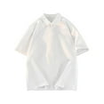 thumbnail image 1 of HOOMEUMY Men's Lapel Button Shirts Solid Color Casual Basic Shirt Soft Relaxed Lightweight Short Sleeve Blouses (White,XXXL), 1 of 3