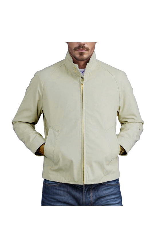 Men's Lightweight Jacket Zipper Full Zip Stand Collar Outdoor Windbreaker Lightweight Cotton Spring Autumn Jacket Beige XL