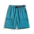 thumbnail image 1 of HOOMEUMY Men's Lightweight Nylon Cargo Shorts Quick Dry Belt Summer Beach Shorts with Zipper Pockets Blue XXXXL, 1 of 3
