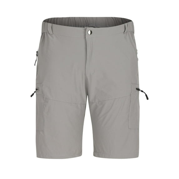 HOOMEUMY Men's Lightweight Outdoor Quick Dry Shorts with Zipper Pockets Stretch Hiking Shorts for Summer Travel Golf Fishing White M