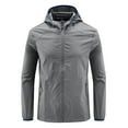 thumbnail image 1 of HOOMEUMY Men's Lightweight Quick Dry Jacket Water Resistant Outdoor Hooded Windbreaker Sport Running Cycling Travel Packable Dark Gray XXXXL, 1 of 2