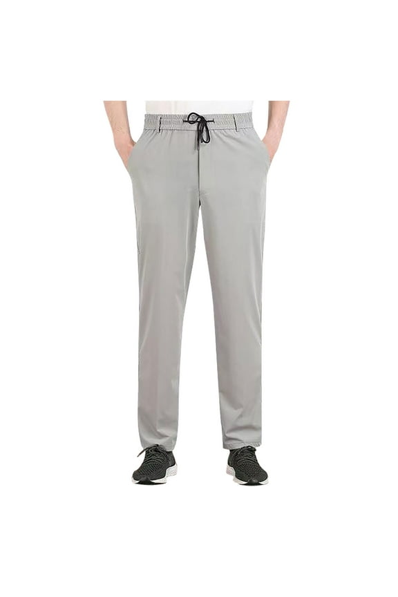 Men's Lightweight Quick Dry Stretch Jogger Pants with Zipper Pockets Water-Resistant Windproof Outdoor Hiking Travel Gym Workout Running Pants Gray XXXXXXL