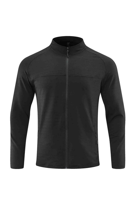 Men's Lightweight Running Jacket Full Zip Windproof Breathable Sports Workout Jacket Outdoor Training Athletic Running Jacket Black L