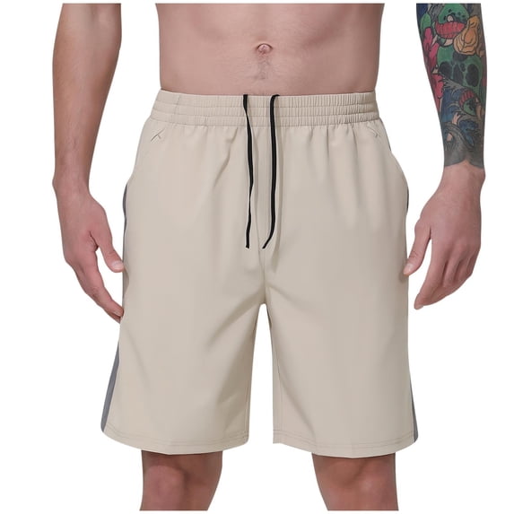 HOOMEUMY Men's Lightweight Summer Sports Workout Shorts with Pockets Quick Dry Athletic Gym Running Shorts Beach Shorts Yellow S
