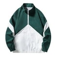 thumbnail image 1 of HOOMEUMY Men's Lightweight Windbreaker Jacket Colorblock Zipper Stand Collar Outwear Baseball Sport Running Windproof Polyester Long Sleeve Green XXL, 1 of 6