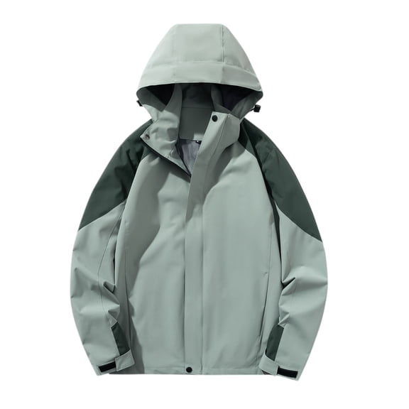HOOMEUMY Men's Lightweight Windbreaker Jacket Hooded Outdoor Waterproof Breathable Windproof Stand Collar Jacket Green XXL