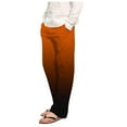 thumbnail image 1 of HOOMEUMY Men's Linen Long Pants Summer Ombre Gradient Color Loose Fit Straight Leg Beach Trousers with Pockets Orange XXL, 1 of 4