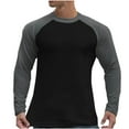 thumbnail image 1 of HOOMEUMY Men's Long Sleeve Baseball T-Shirt Raglan Contrast Color Tops Crew Neck Comfortable Sport Shirts Breathable Workout Athletic Gym Tee Black XL, 1 of 5