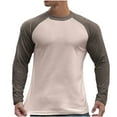 thumbnail image 1 of HOOMEUMY Men's Long Sleeve Baseball T-Shirt Raglan Contrast Color Tops Crew Neck Comfortable Sport Shirts Breathable Workout Athletic Gym Tee Brown XXL, 1 of 1