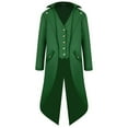 thumbnail image 1 of HOOMEUMY Men's Long Sleeve Tailcoat Gothic Formal Tuxedo Party Wedding Suit Outwear Coat Steampunk Coat Outfit Gothic Coat Green XXXL, 1 of 6
