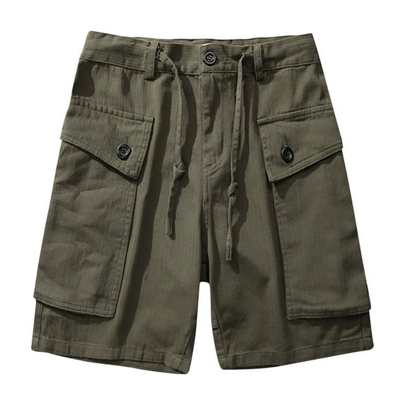 HOOMEUMY Men's Loose Fit Cargo Shorts Multi Pockets Loose Fit Stretch Drawstring Elastic Waist Summer Beach Shorts Green XXXL