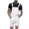 thumbnail image 1 of HOOMEUMY Men's Summer Denim Shorts Overalls Suspender Baggy Loose Fit Bib Dungarees Beach Playsuit Rompers White 6, 1 of 9