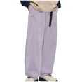 thumbnail image 1 of HOOMEUMY Men's Loose Fit Straight Leg Drawstring Elastic Bound Feet Baggy Hip Hop Long Pants Trousers with Pockets Purple XS, 1 of 3