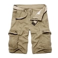 thumbnail image 1 of HOOMEUMY Men's Military Style Cotton Shorts with Belt Solid Color Multi-Pocket Loose Straight Bermuda Shorts Summer Beachwear Yellow XXXL, 1 of 4