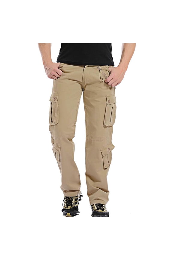 Men's Military Style Multi-Pocket Straight Fit Hiking Wide Leg Stretch Breathable Cargo Pants Yellow XXL