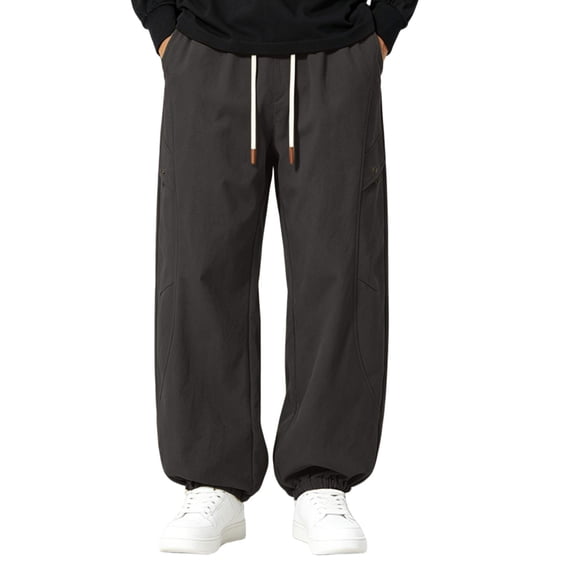 HOOMEUMY Men's Multi Pocket Cargo Jogger Pants Adjustable Drawstring Waist Elastic Cuffed Ankle Casual Trousers s Available