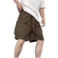 thumbnail image 1 of HOOMEUMY Men's Multi-Pocket Cargo Shorts with Drawstring Elastic Waist Summer Streetwear Hip Hop Baggy Bermuda Shorts Brown XXL, 1 of 4