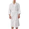 thumbnail image 1 of HOOMEUMY Men's Nightgown Casual V neck Open Front Loose Cardigan Bathrobe with Pockets Stylish Sleepwear, 1 of 5