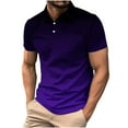 thumbnail image 1 of HOOMEUMY Men's Ombre Golf Shirt Slim Fit Short Sleeve Button Down Shirts Tee Turndown Collar Breathable Casual Tops Purple L, 1 of 6