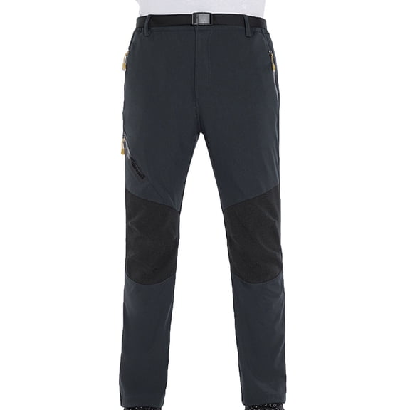 HOOMEUMY Men's Outdoor Hiking Pants Water-Resistant Windproof Fleece Lined Snow Ski Pants with Zipper Pockets Gray L