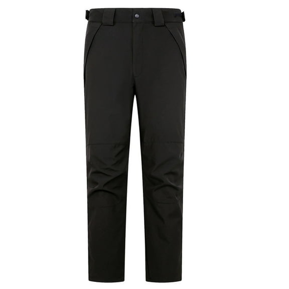 HOOMEUMY Men's Outdoor Hiking Waterproof Pants Windproof Fleece Lined Snow Ski Insulated Trousers Black L