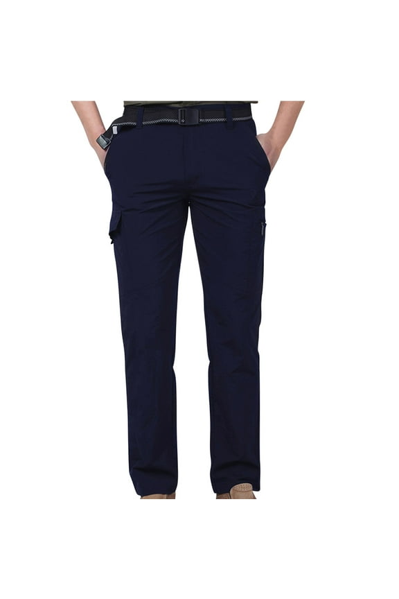 Men's Outdoor Lightweight Quick Dry Hiking Pants Water-Resistant Convertible Zip Off Cargo Pants Travel Safari Camping Fishing Trousers with Pockets Blue L