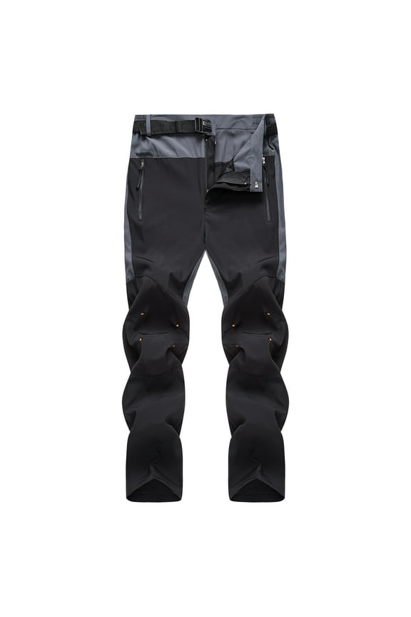 Men's Outdoor Quick Dry Hiking Pants Lightweight Breathable Water-Resistant Camping Climbing Trekking Trousers with Zipper Pockets Black L