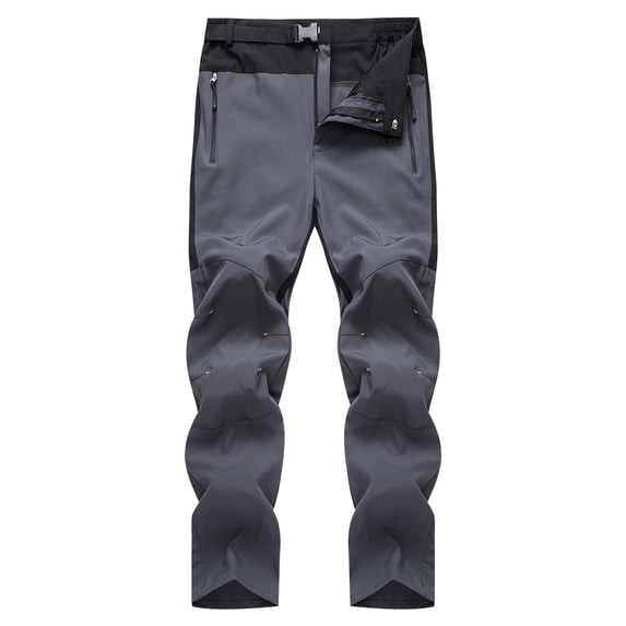 HOOMEUMY Men's Outdoor Quick Dry Hiking Pants Lightweight Breathable Water-Resistant Camping Climbing Trekking Trousers with Zipper Pockets Gray M