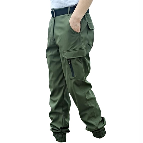 HOOMEUMY Men's Outdoor Quick Dry Hiking Pants Lightweight Water-Resistant Cargo Pants with Zipper Pockets Relaxed Fit Travel Camping Fishing Stretch Long Pants Green L
