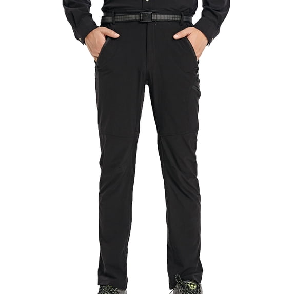 HOOMEUMY Men's Outdoor Quick-Dry Hiking Pants Lightweight Water-Resistant Stretch Cargo Pants with Zipper Pockets Black XXXL