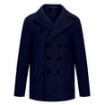 thumbnail image 1 of HOOMEUMY Men's Overcoat Double Breasted Wool Blend Winter Coat Warm Classic Jacket Casual Outerwear with Pockets Navy S, 1 of 5