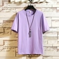 thumbnail image 1 of HOOMEUMY Men's Oversized Shirts Deals Workout Summer Basic Drop Shoulder Basic Tees 2024 Trendy Classic Solid Shirts Round Neck Tops Comfy Breathable Loose Fit Flowy Casual Blouse Purple XXXXL, 1 of 2