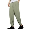 thumbnail image 1 of HOOMEUMY Men's Pants Loose Fit Drawstring Elastic Waist Breathable Casual Trousers Comfy Fall Harem Pants with Pockets Army Green XXXXL, 1 of 3