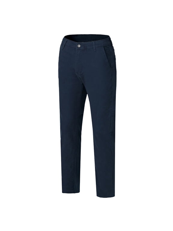 Men's Pants Slim Fit Straight Leg Chinos Cotton Trousers Business Work Pants Comfortable Breathable Trousers Navy 36