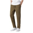 thumbnail image 1 of HOOMEUMY Men's Pants Straight Leg Drawstring Elastic Waist Trousers Comfy Sport Pants Loose Fit Jogging Bottoms Army Green XXXXL, 1 of 9