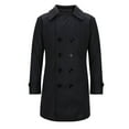 thumbnail image 1 of HOOMEUMY Men's Peacoat Wool Blend Double Breasted Winter Coat Warm Overcoat Classic Solid Casual Outerwear Black XXL, 1 of 5