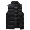 thumbnail image 1 of HOOMEUMY Men's Puffer Vest Winter Warm Sleeveless Jacket Zipper Stand Collar Padded Outdoor Vest Lightweight Warm Vest Black XXL, 1 of 7
